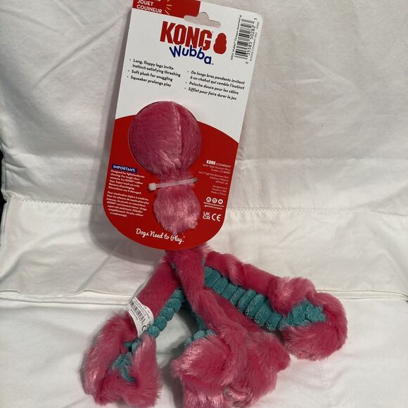 KONG Wubba Dog Toy Plush Squeaky Octopus Interactive Tug Fetch Squeak Shake - Picture 7 of 16